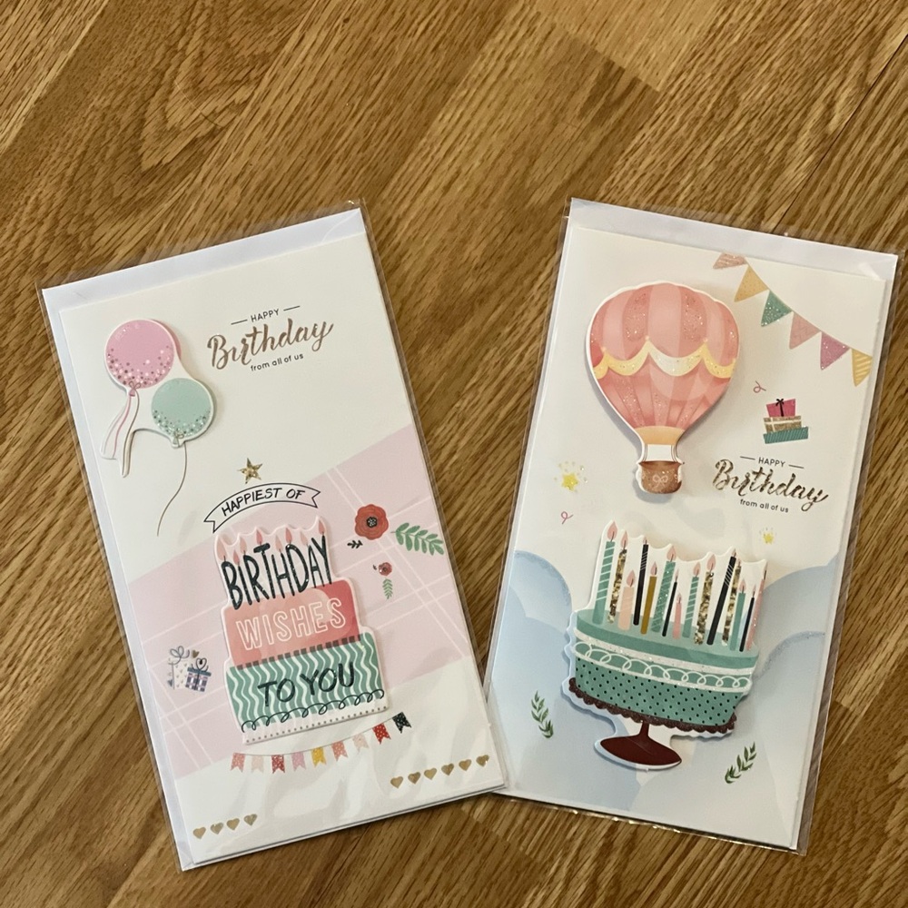 Birthday Greeting Card Set with Balloons and Cake Design - Picture 1 of 1